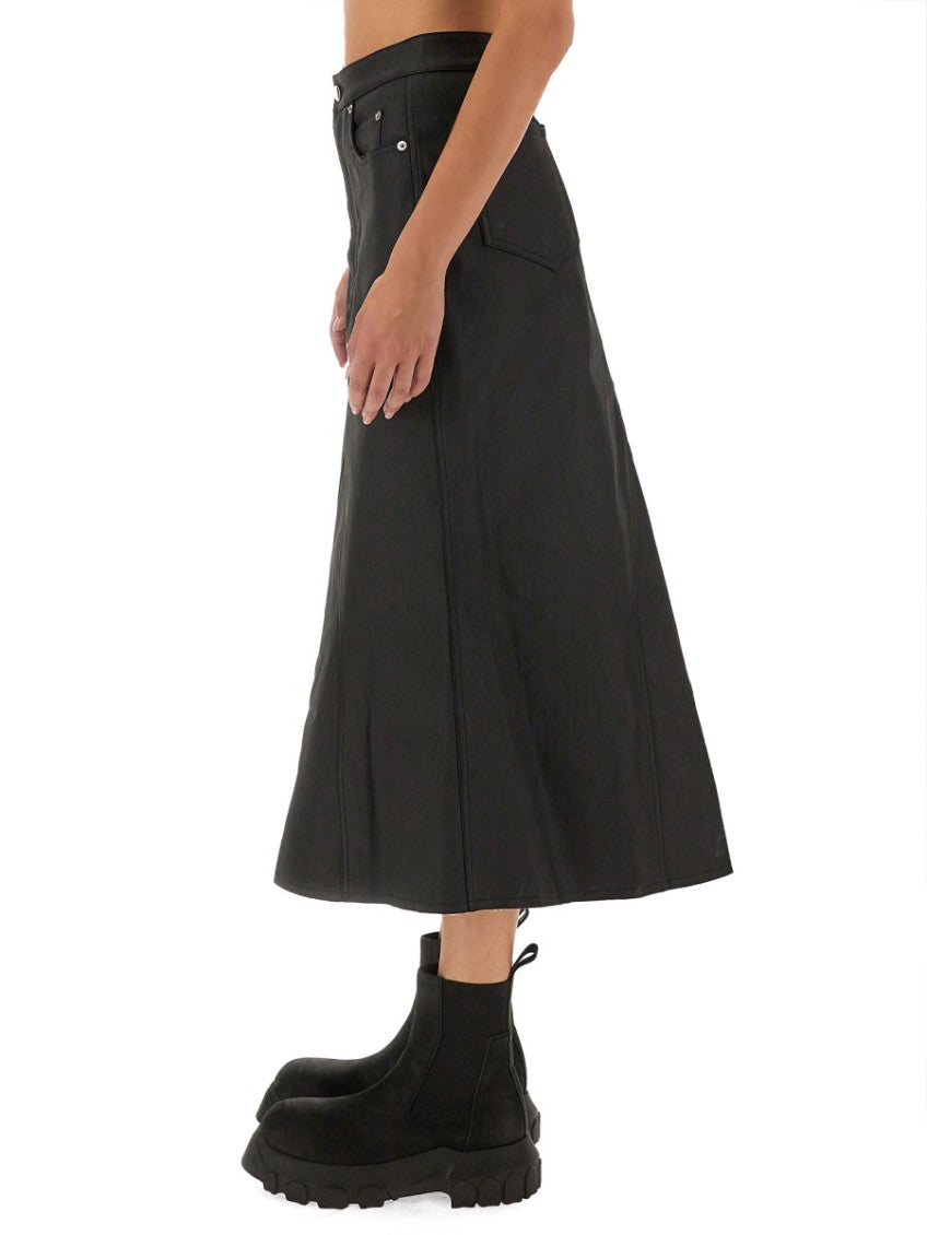 Black Solid Midi Skirt 3
