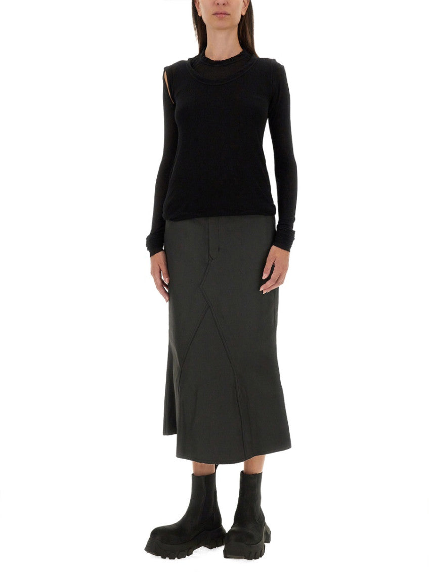 Black Solid Midi Skirt 4