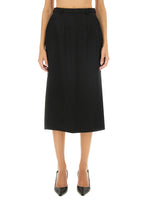 Black Solid Midi Skirt 1