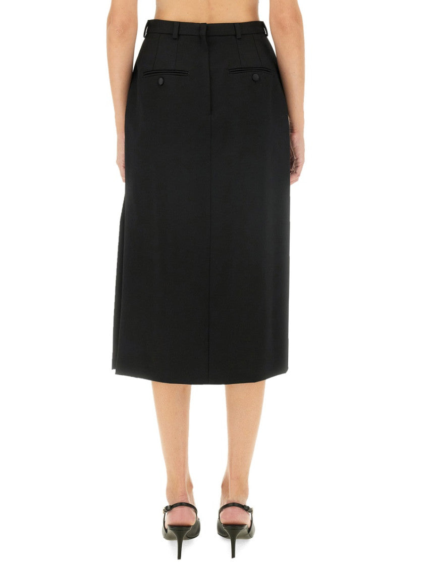 Black Solid Midi Skirt 2