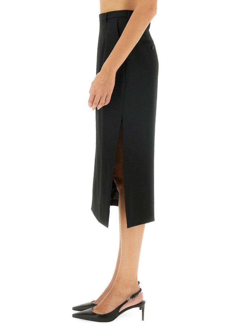 Black Solid Midi Skirt 3