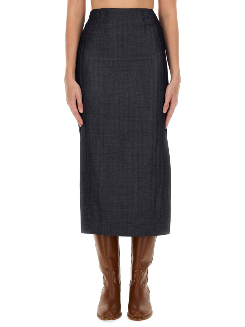Grey Checks Midi Skirt 1