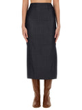 Grey Checks Midi Skirt 1