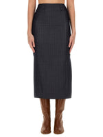Grey Checks Midi Skirt 1
