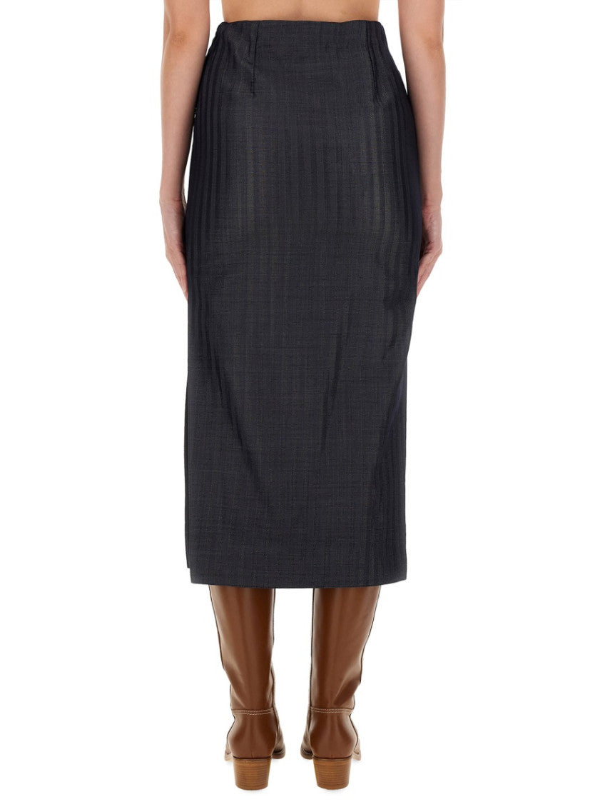 Grey Checks Midi Skirt 2