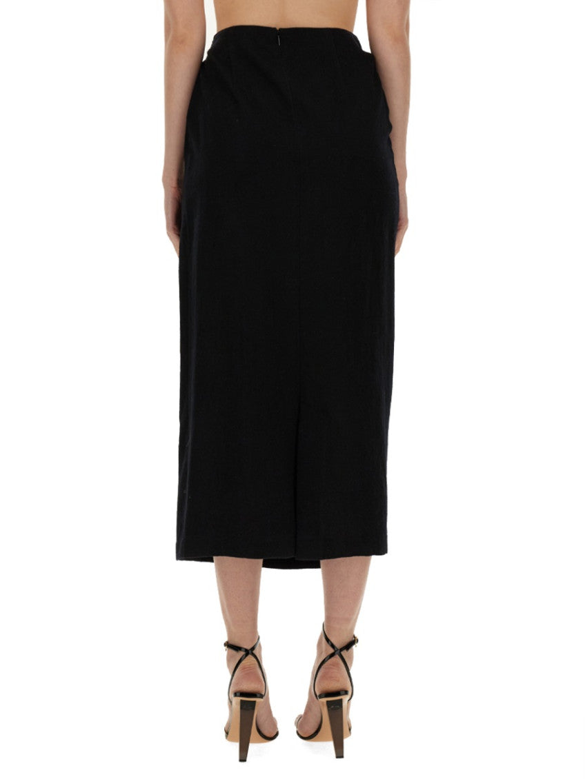 Black Solid Midi Skirt 2