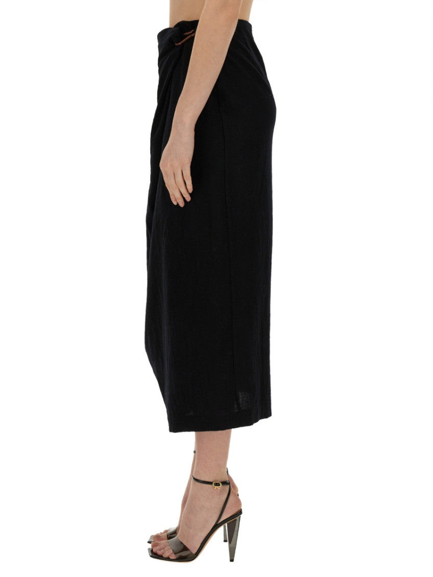 Black Solid Midi Skirt 3