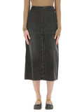 Grey Solid Midi Skirt 1