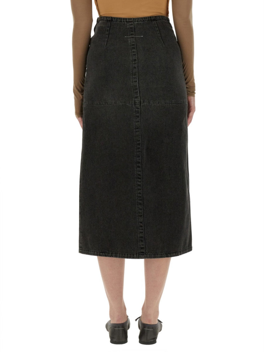 Grey Solid Midi Skirt 2