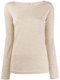 Beige Boat neck long sleeve sweater 1