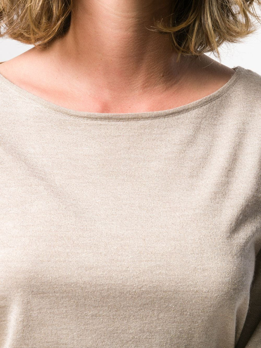 Beige Boat neck long sleeve sweater 7