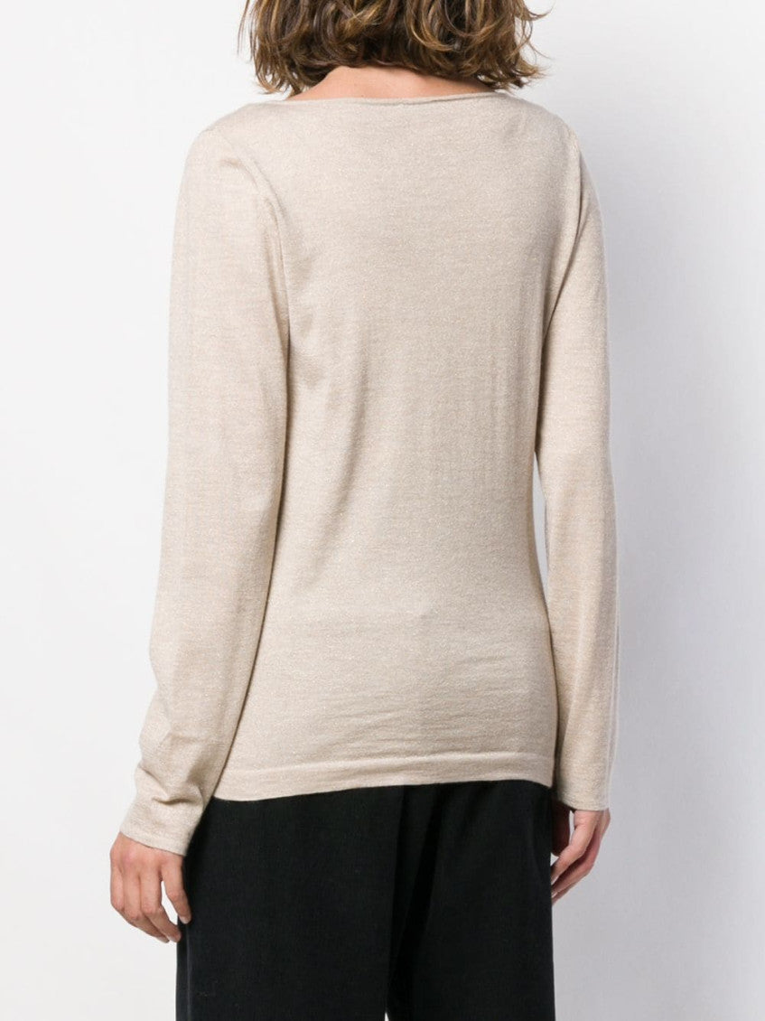 Beige Boat neck long sleeve sweater 8