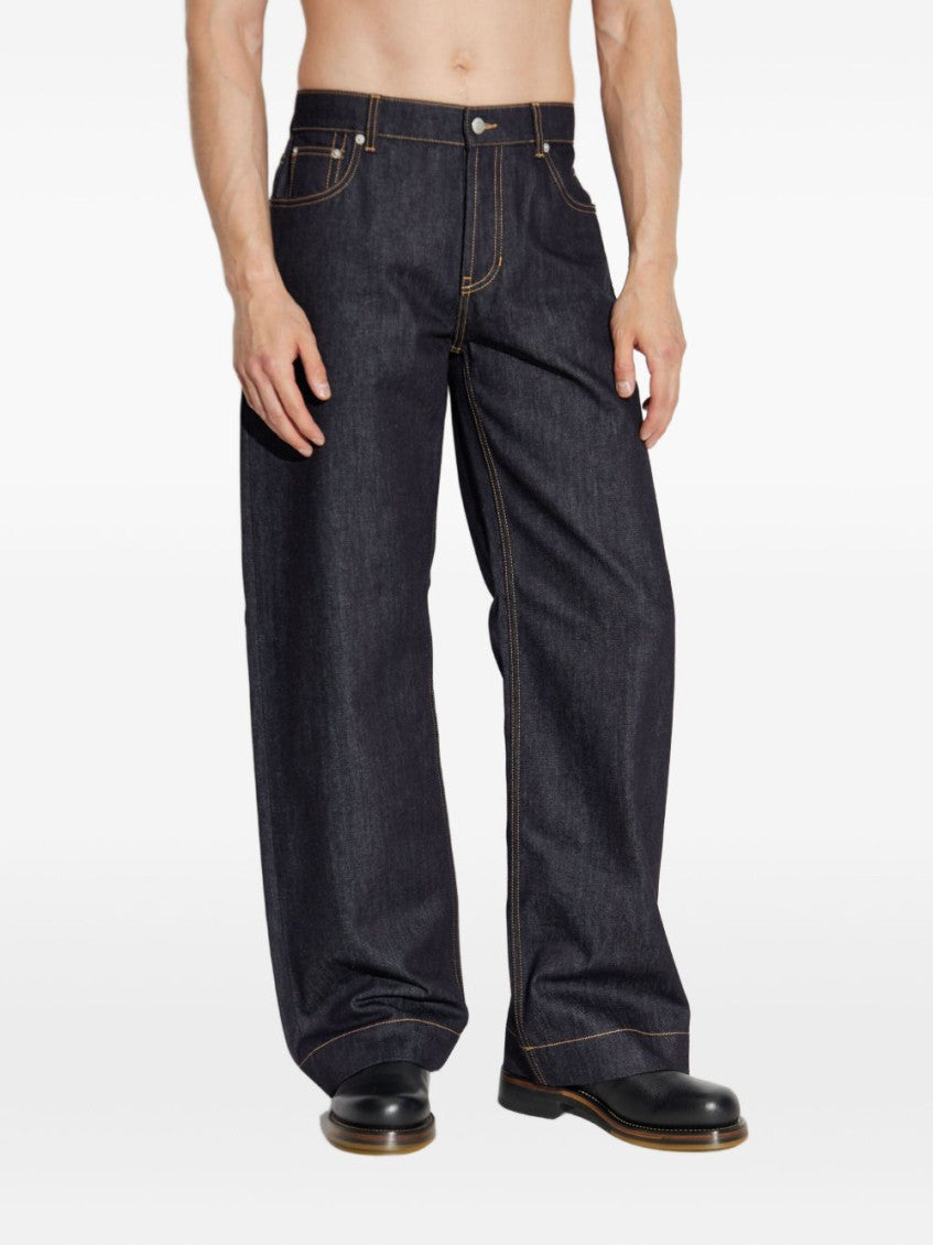 Navy Blue Wide Leg Jeans 2