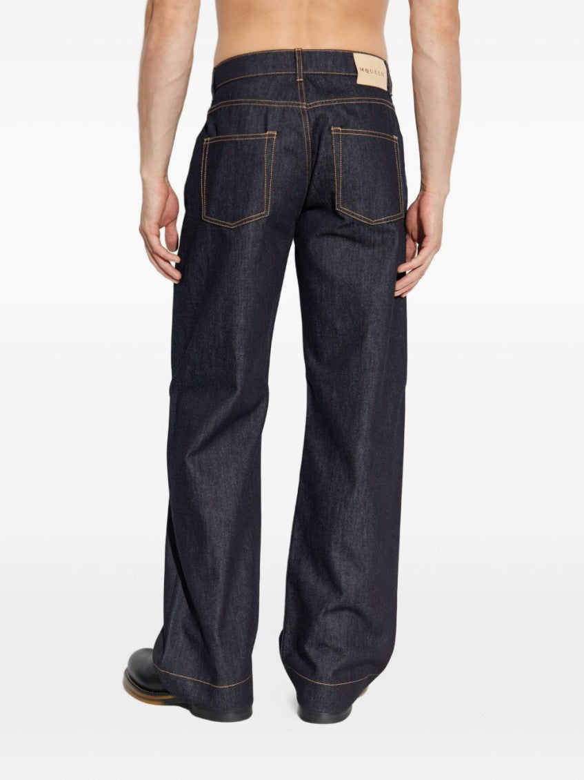 Navy Blue Wide Leg Jeans 5