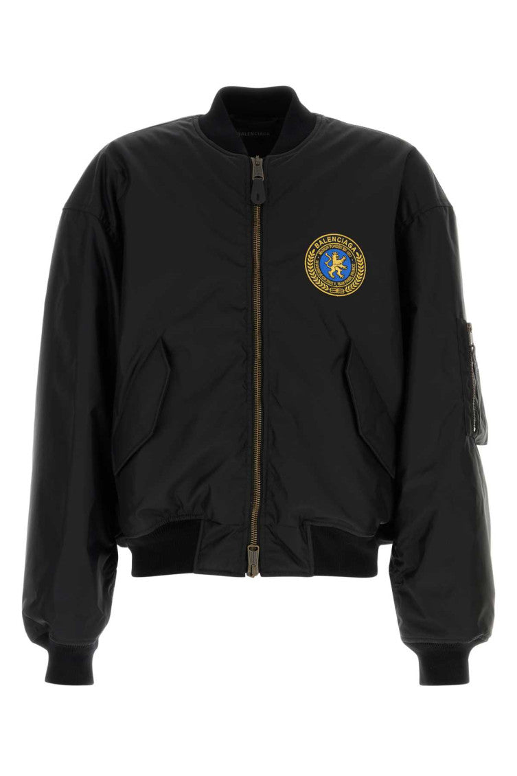 Black Logo Patch Bomber Jacket 1