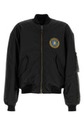 Black Logo Patch Bomber Jacket 1