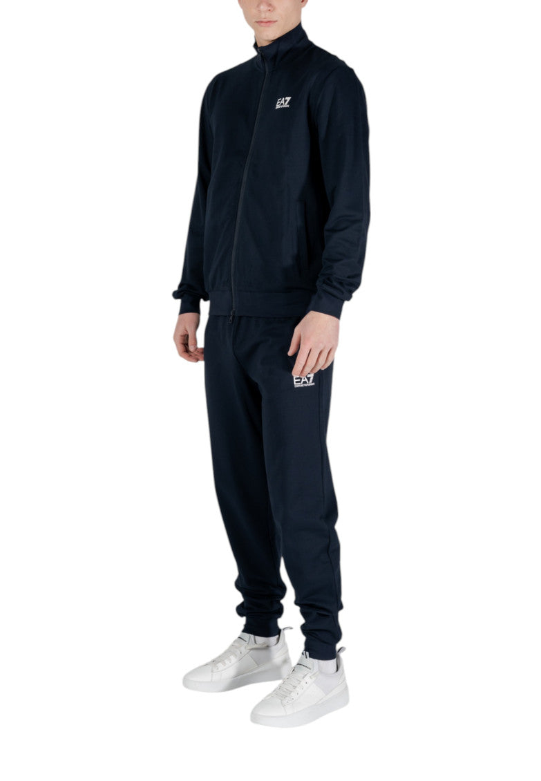 Dark Blue Cotton Solid Tracksuit 2