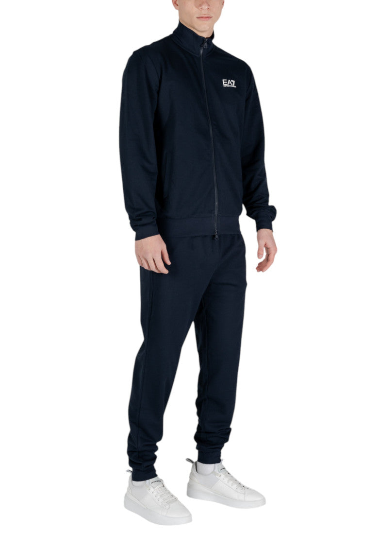 Dark Blue Cotton Solid Tracksuit 3
