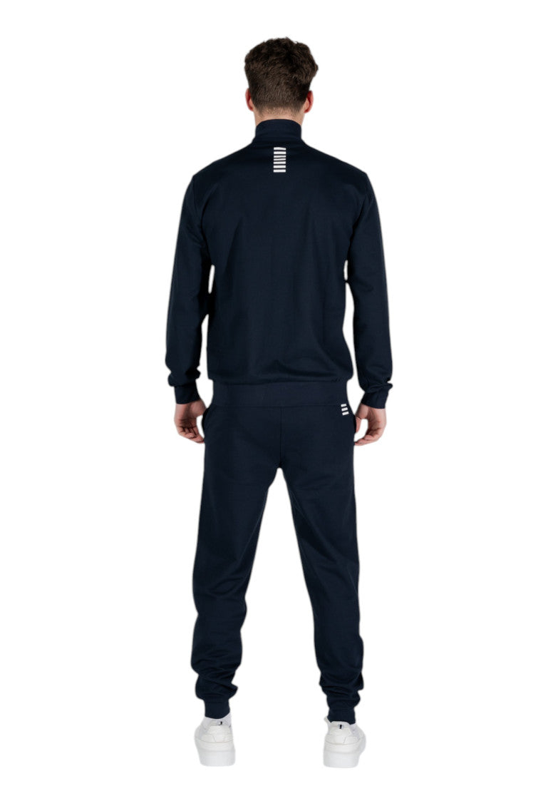 Dark Blue Cotton Solid Tracksuit 4