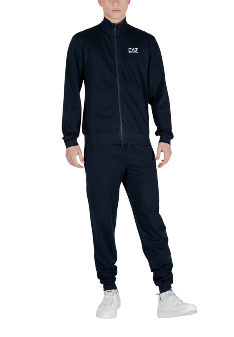 Dark Blue Cotton Solid Tracksuit 5