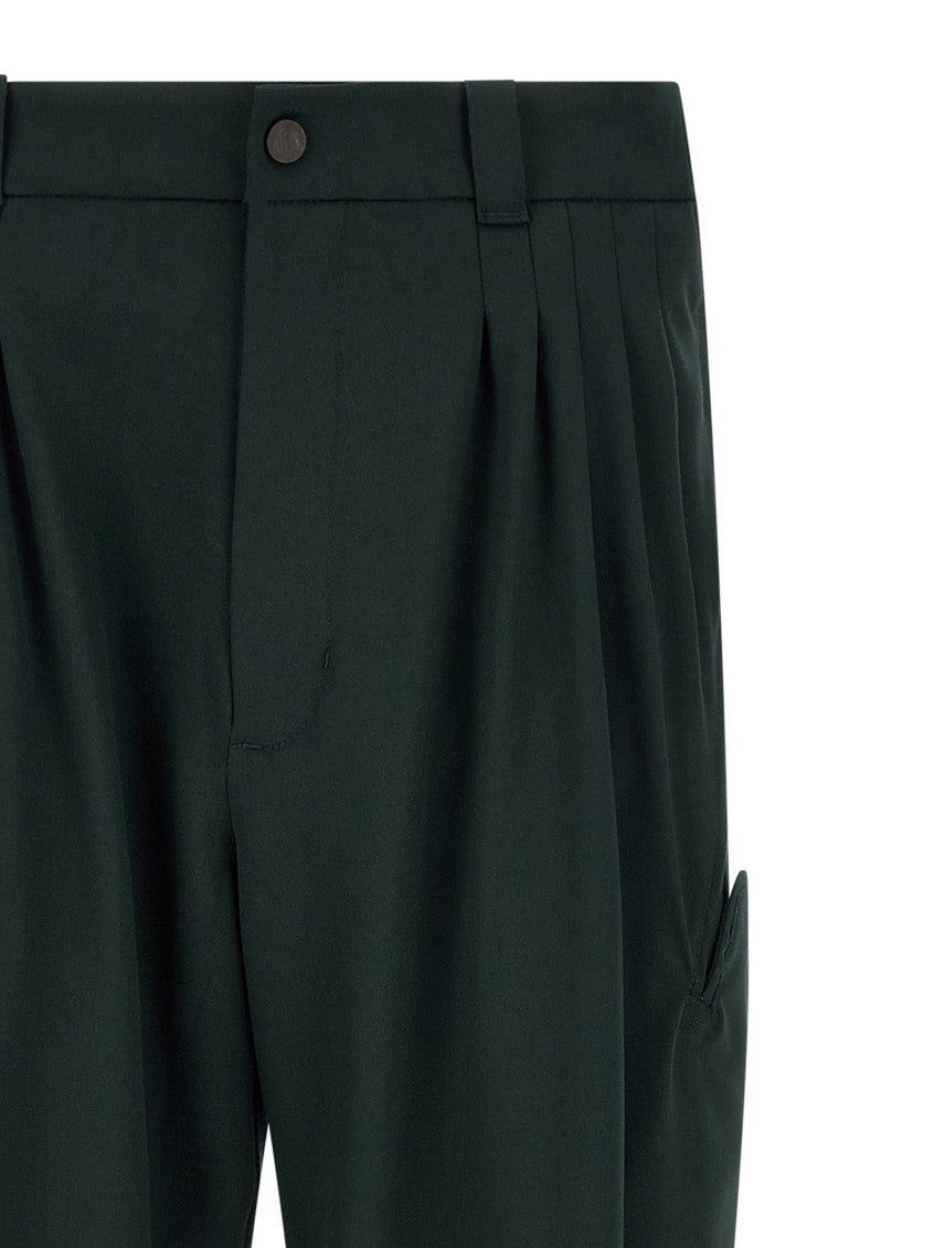 Green Straight Pleated Pants 3