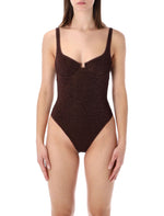 Brown Textured Swimwear 1