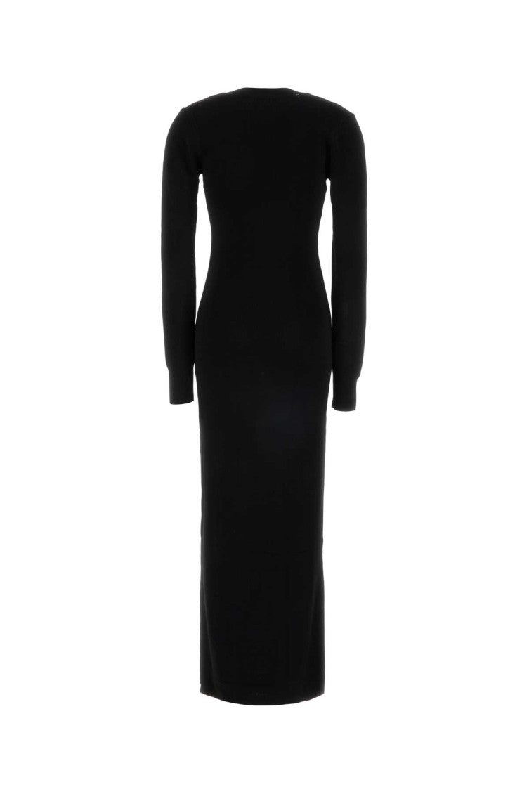 Black Solid V Neck Dress 2
