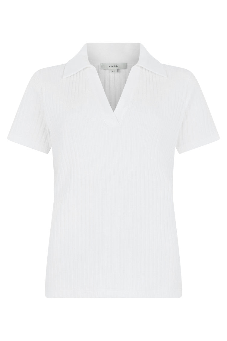 White Cotton Ribbed Polo 1