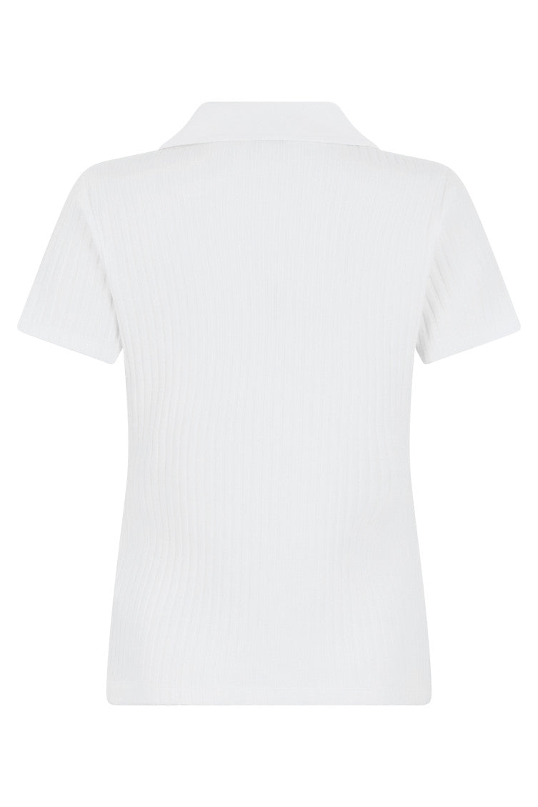 White Cotton Ribbed Polo 2