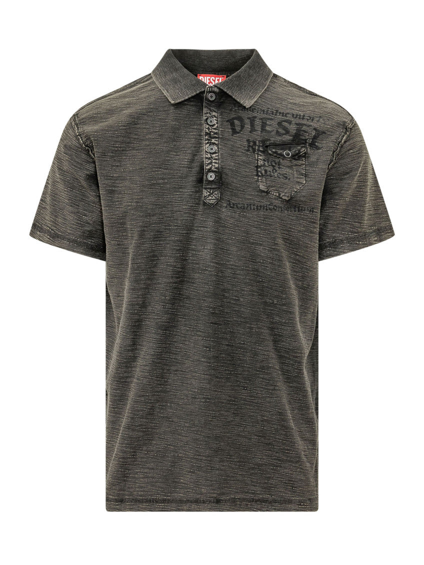 Black Graphic Shirt Collar Polo 1
