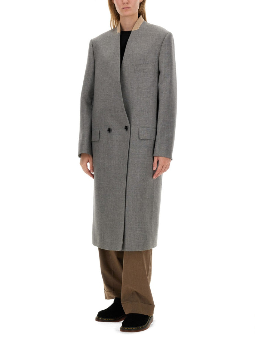 Grey Mandarin Collar Trench Coat 3