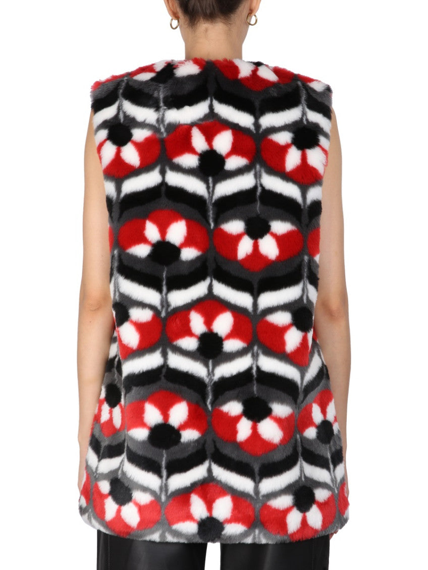 Black Abstract Round Neck Jacket 2