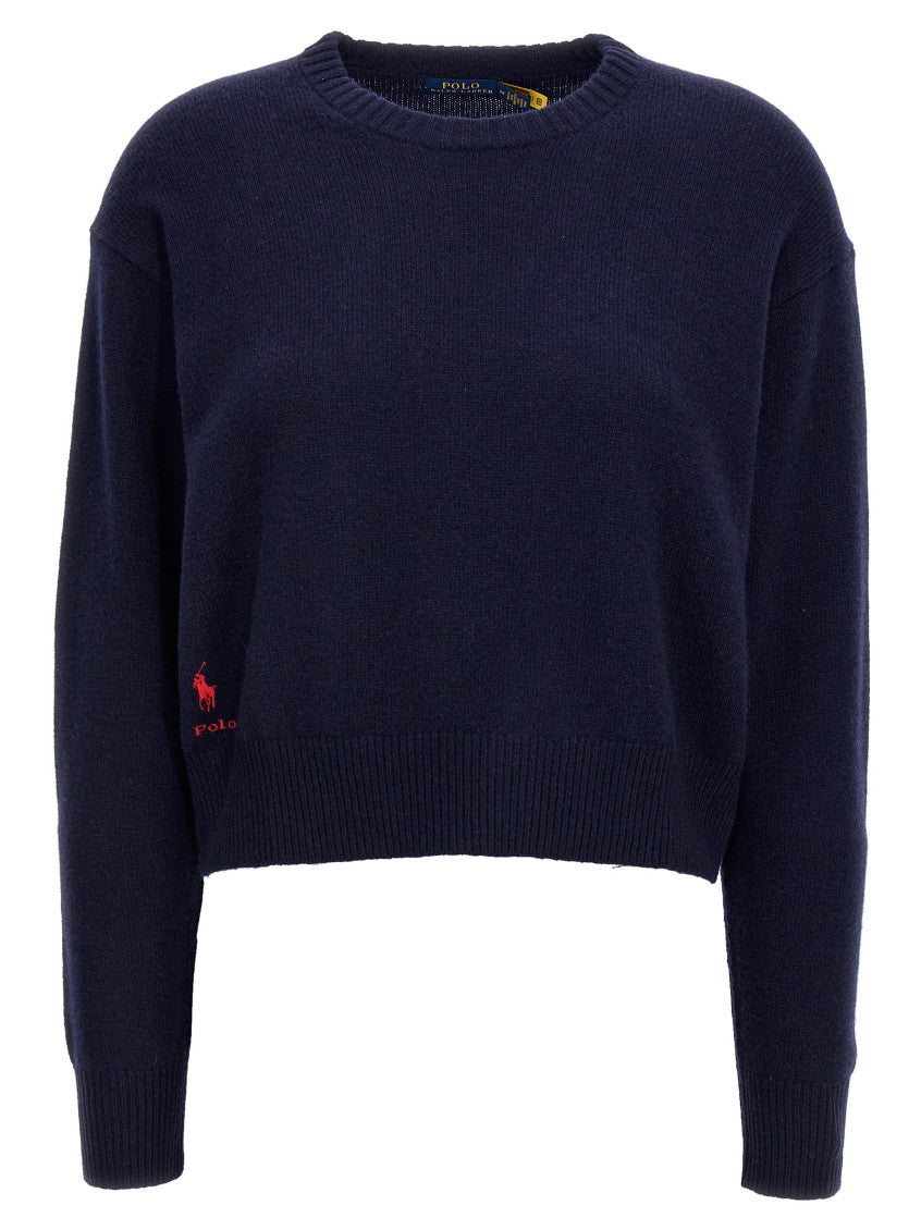 Dark Blue Logo Embroidery Sweater 1