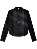 Black Pleated Denim Shirt 1
