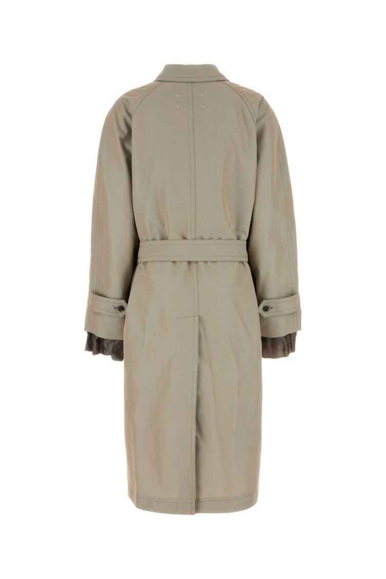 Grey Layered Trench Coat With Belt 2