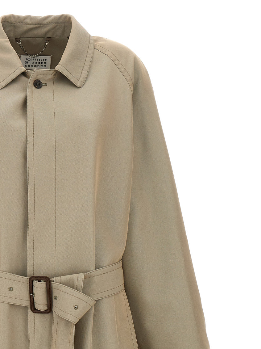 Grey Layered Trench Coat With Belt 3