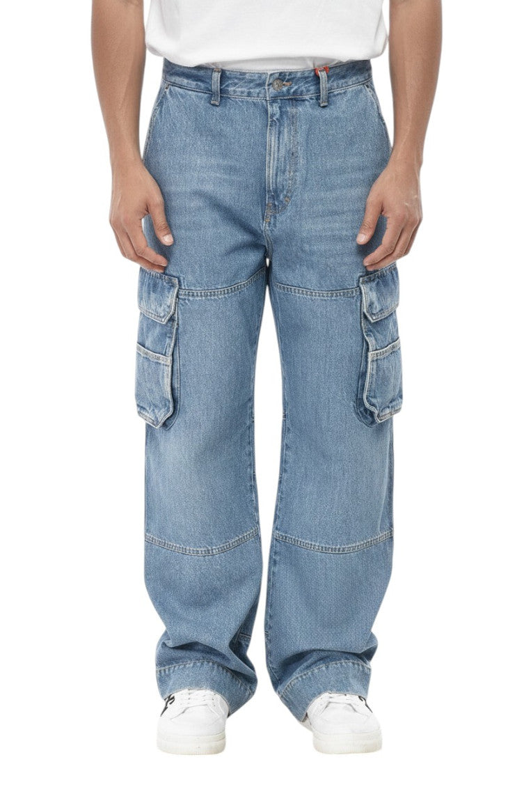 Light Blue Loose Cargo Jeans 1