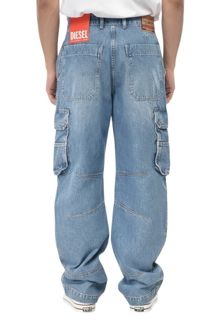 Light Blue Loose Cargo Jeans 2
