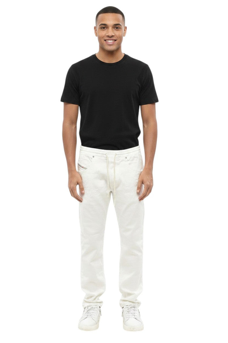 White Regular Drawstring Jeans 1