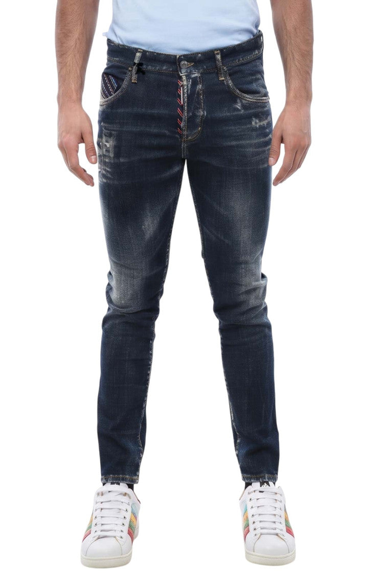 Blue Skinny Mid Rise Jeans 1
