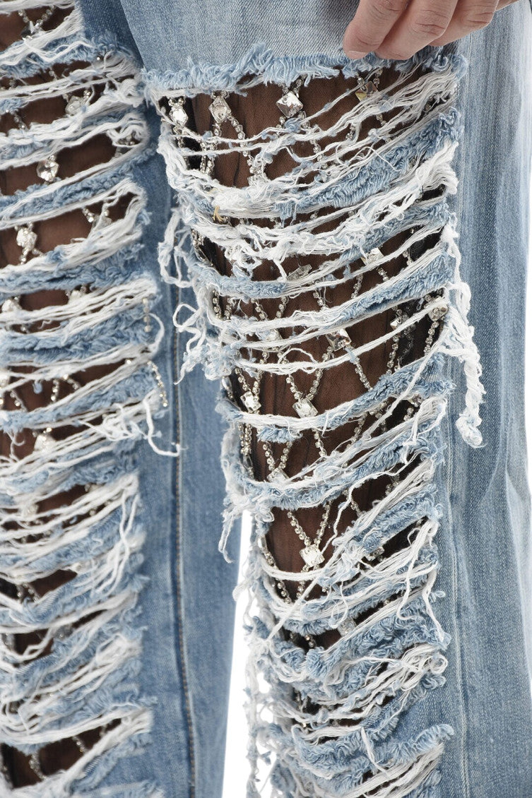 Blue Straight Mid Rise Jeans 3