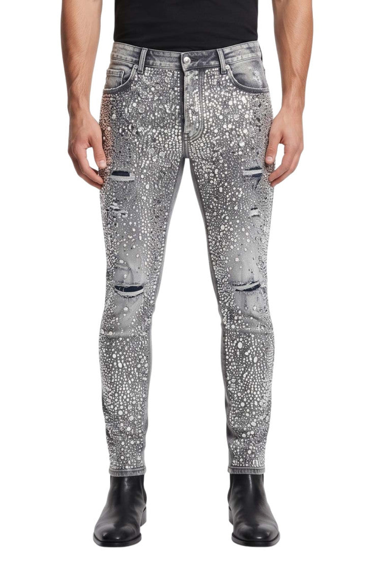 Grey Skinny Mid Rise Jeans 1