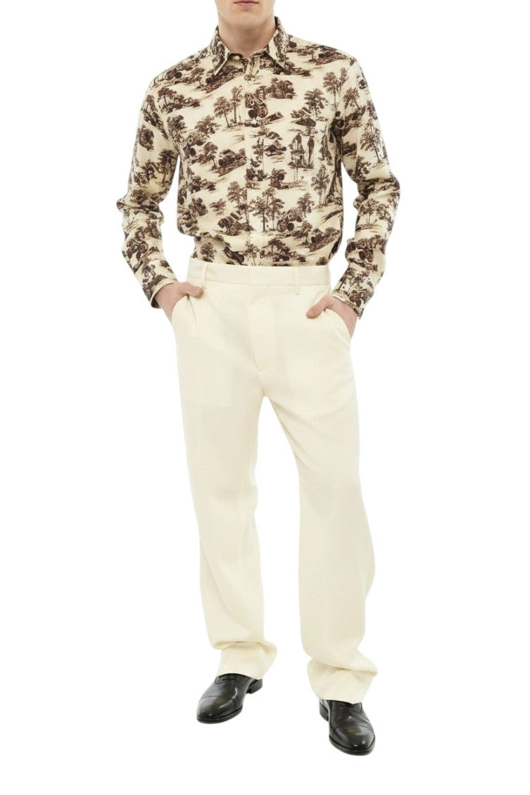 White Regular Flat Front Pants 1