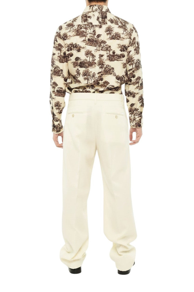 White Regular Flat Front Pants 2