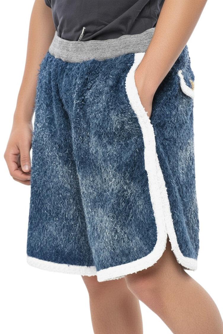 Blue Textured Shorts 2