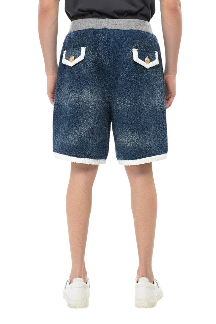 Blue Textured Shorts 3