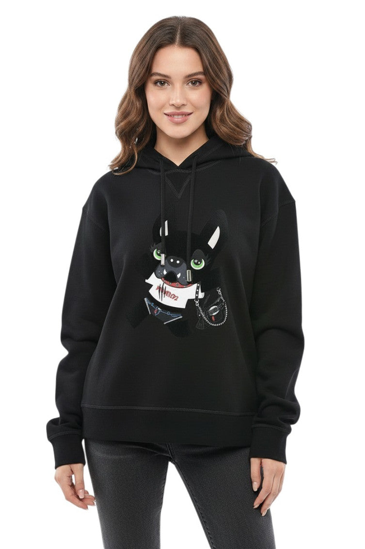 Black Graphic Hood Sweatshirt 1