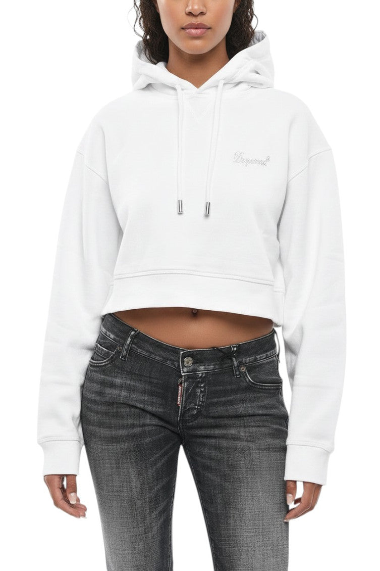 White Logo Hood Sweatshirt 1