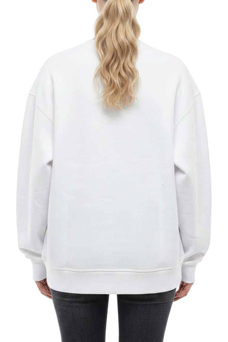 White Logo Crew Neck Sweatshirt 2