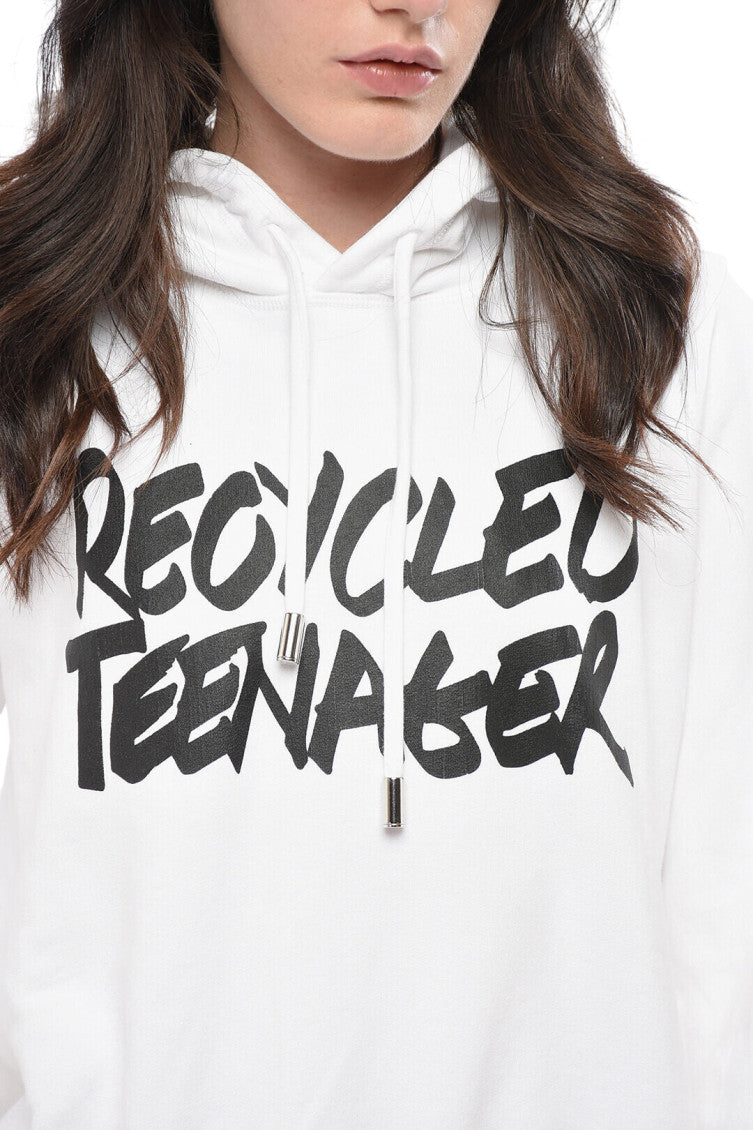 White Graphic Hood Sweatshirt 3